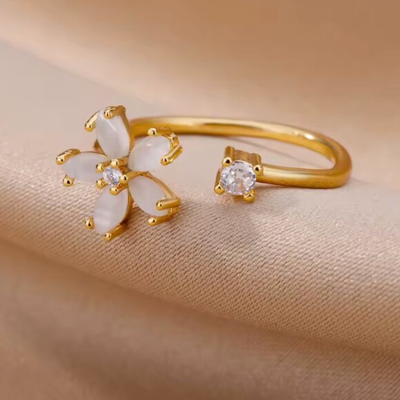 Infinity Opal Flower Ring - Picture 4 of 5